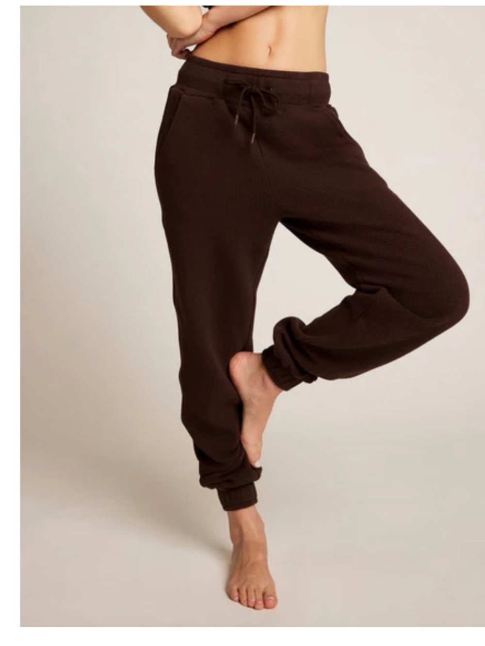 Negative Waffle Knit Jogger Espresso Brown Size XS